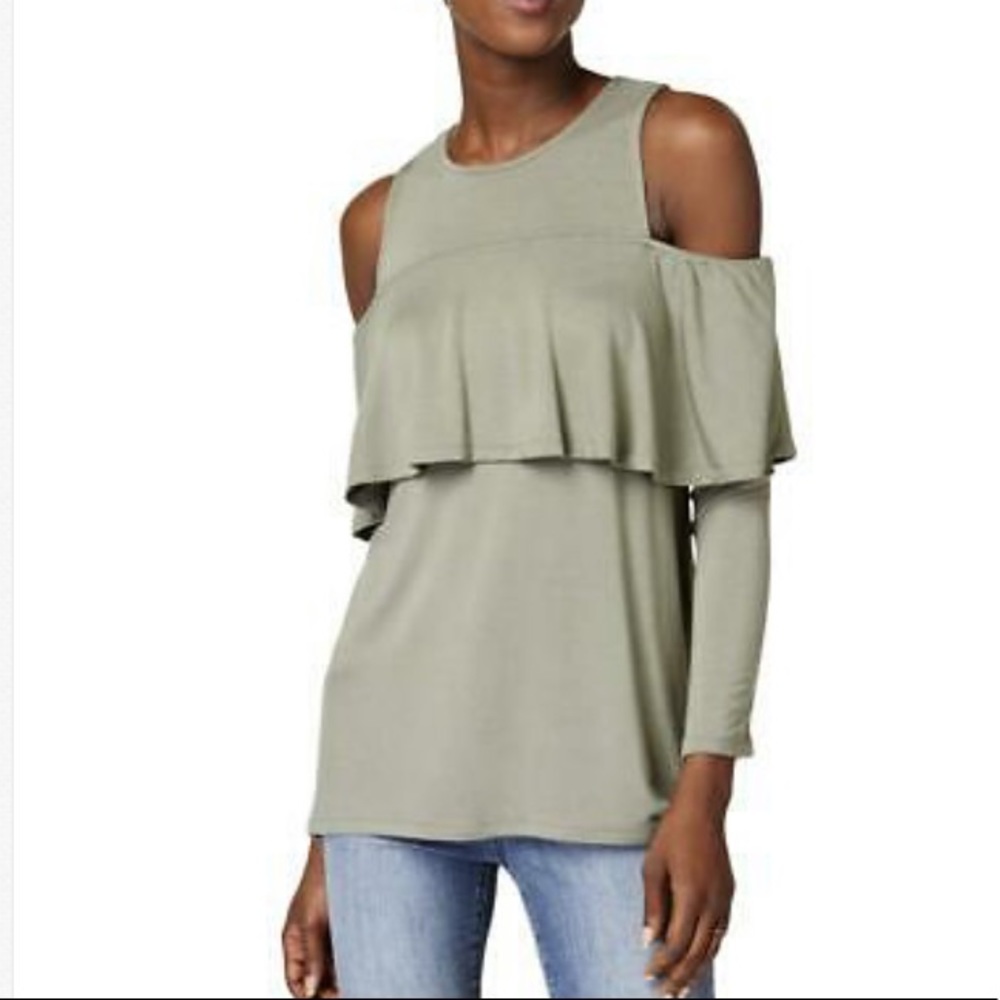 NWT Kensie Open Shoulder Ruffled  Top XS